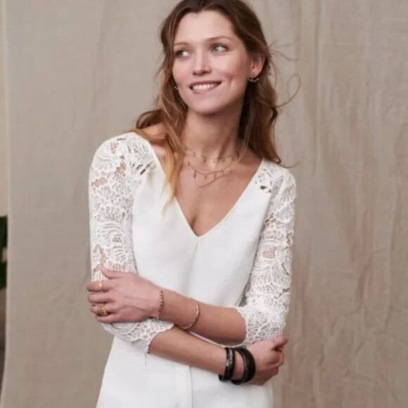 NWOT Sezane Claudia Lace Blouse - Picture 2 of 9